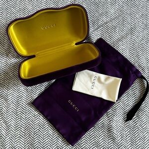 Gucci Purple Velvet large size sunglasses Case with Yellow Interior